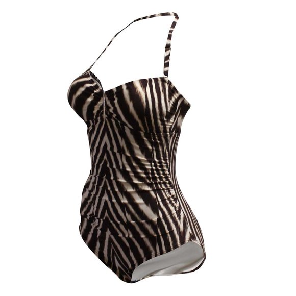 NWT Calvin Klein Animal Bandeau One-Piece Swimsuit - Picture 2 of 5
